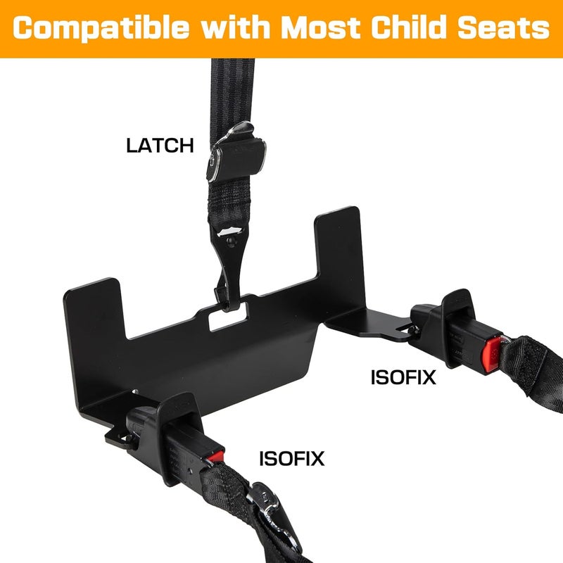 JHKLS حامل مقعد السيارة ISOFIX العالمي، مجموعة ربط مقعد السيارة للأطفال، حامل واجهة ربط المقعد الفولاذي، موصل حزام ISOFIX للمركبات التجارية، والقوافل، 12.6*5.43*4.29" - Image 2